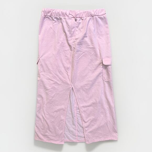 Almost Famous Women’s Large Pink Drawstring Long Skirt Casual Stretch Pockets - Picture 1 of 6
